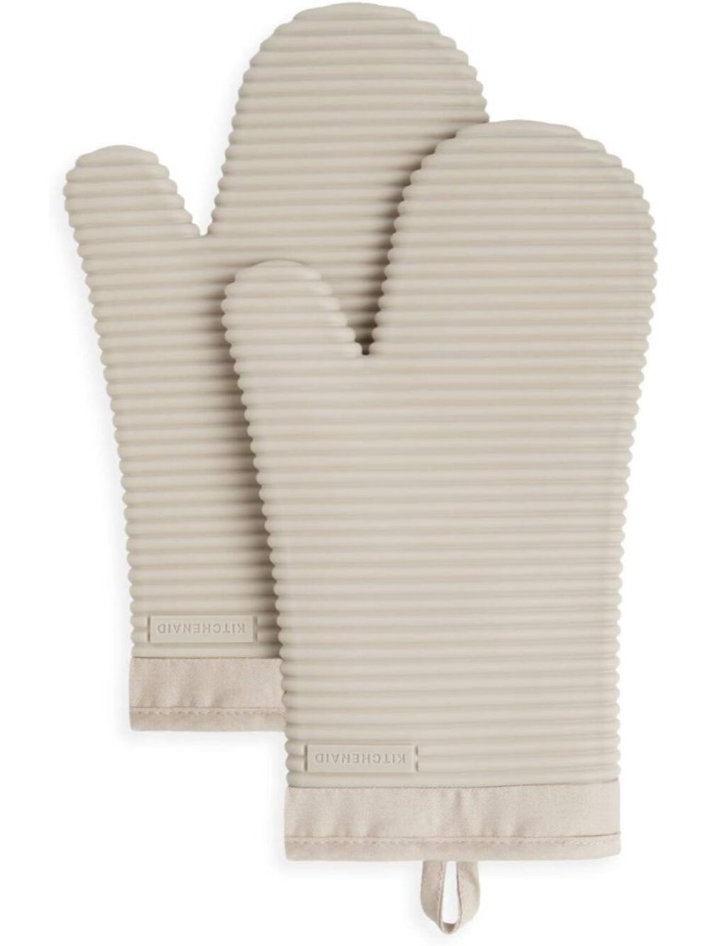 Ribbed Soft Silicone Oven Mitt 2-Pack Set, 7.5"x13", Milkshake Tan